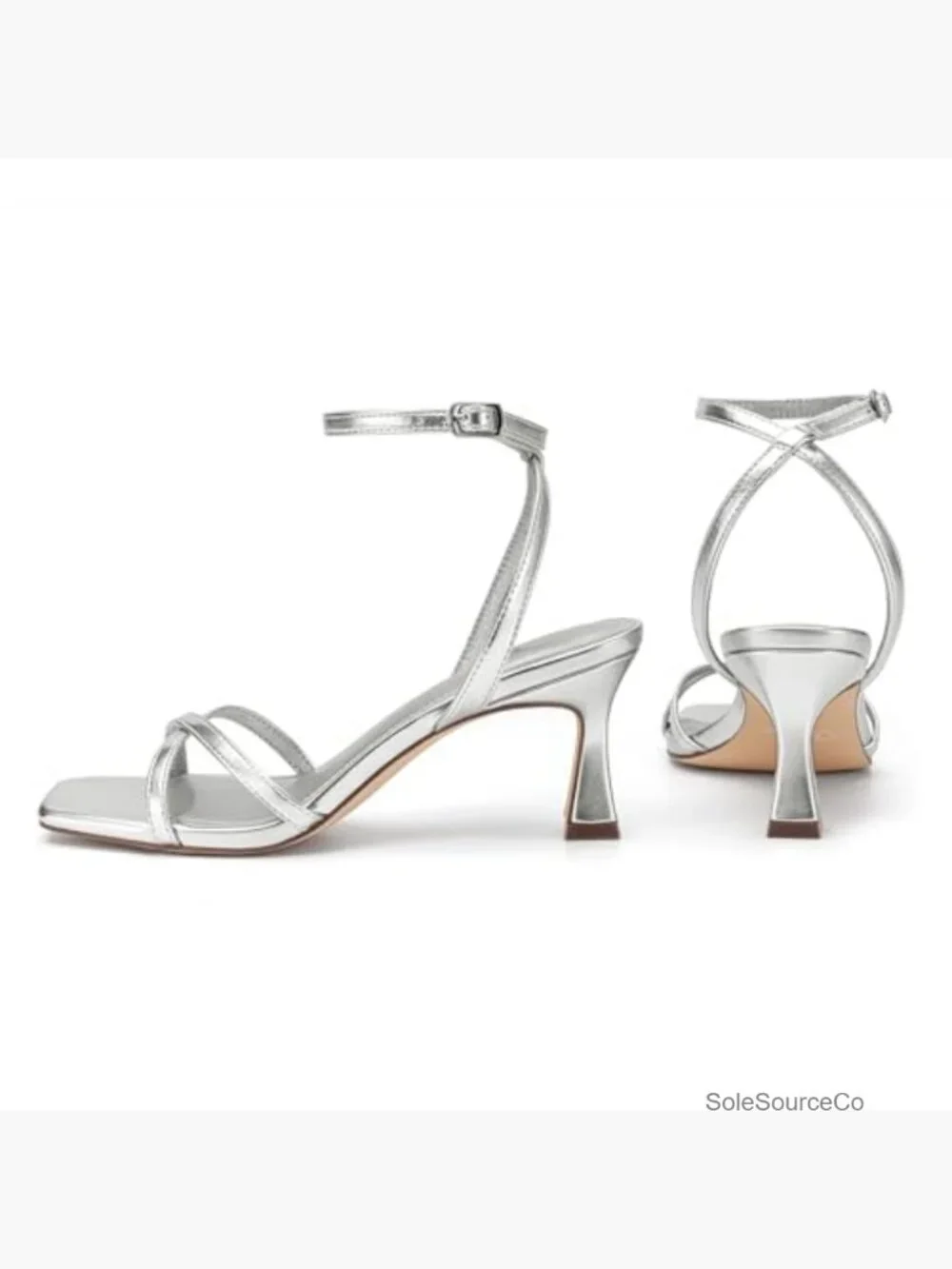 Square Open Toe Strappy Kitten Heeled Sandals Ankle Strap Dress Heels